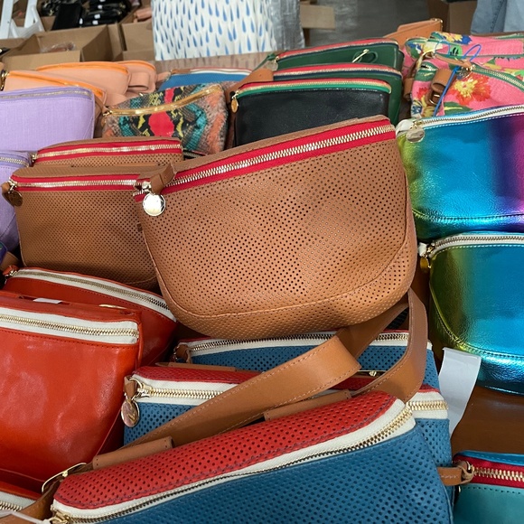 Clare V Tan Crossbody Bag with Red Accent - Picture 12 of 16